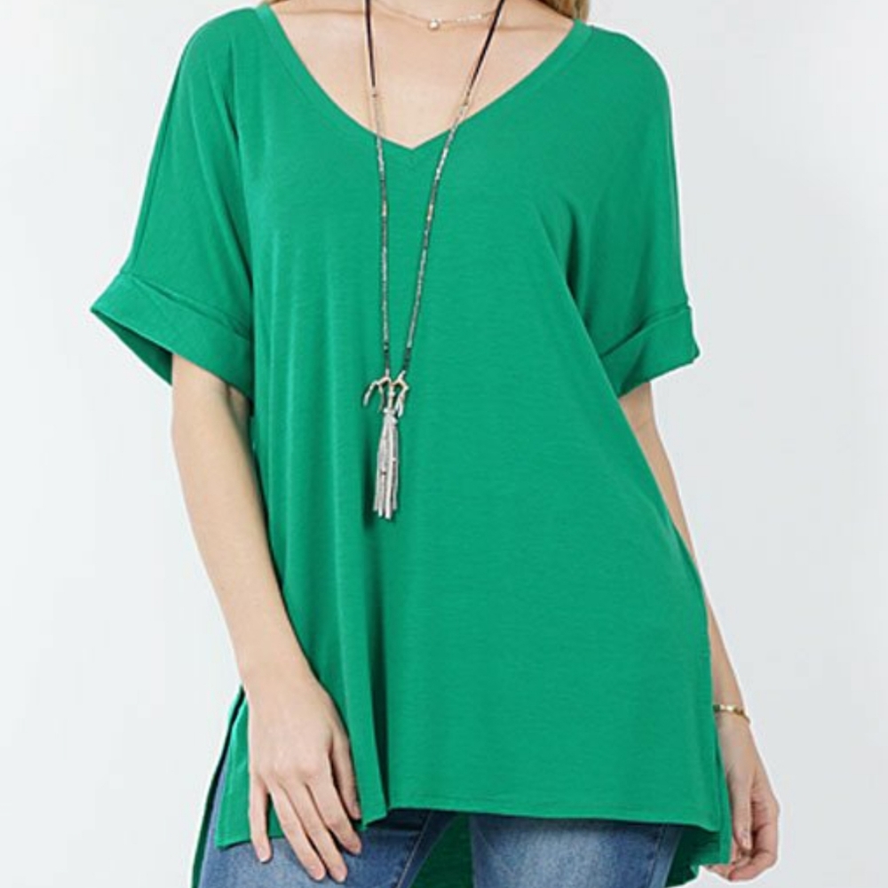 Brand new oversized rolled cuff top